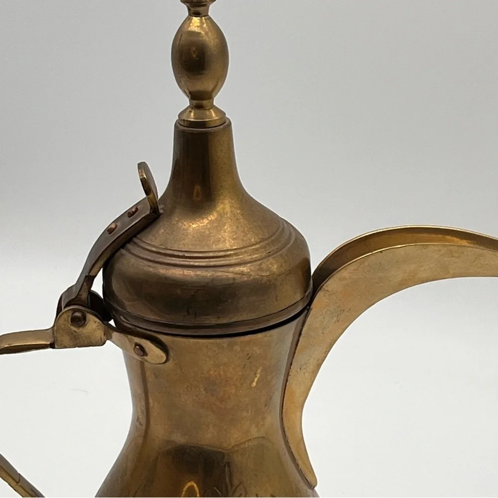 Vintage Etched Islamic Middle East Arabic Dallah Copper Brass Coffee Pot 10
